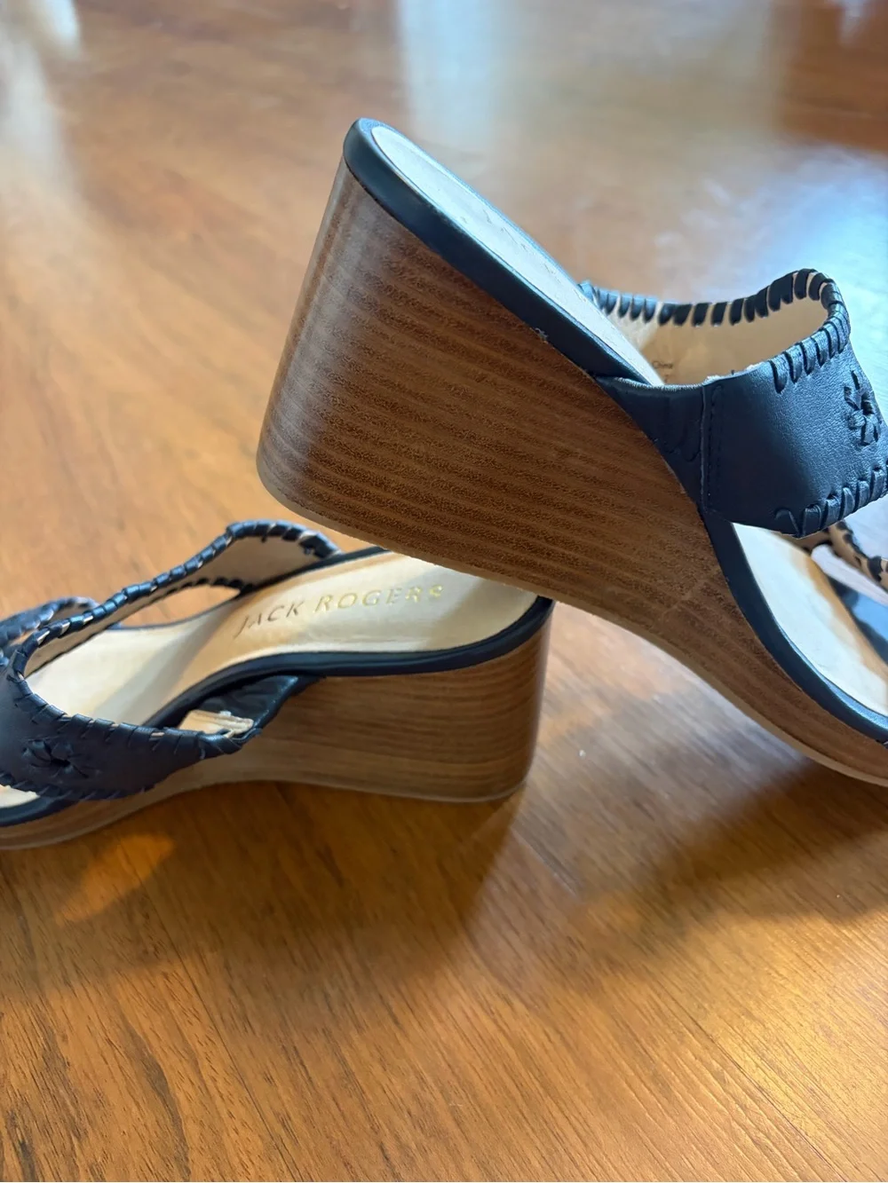 Jack Rogers Navy Slide Wedge Heel with Detail